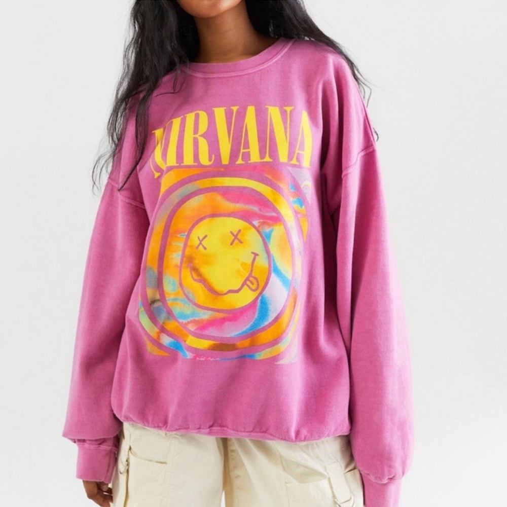 NIRVANA Pink Smiley Sweatshirt